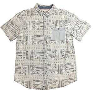 Modern Amusement Button Up Shirt Mens‎ XL Blue Short Sleeve 100% Cotton FAIR